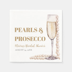 Moderne Perlen und Prosecco Brautparty Serviette
