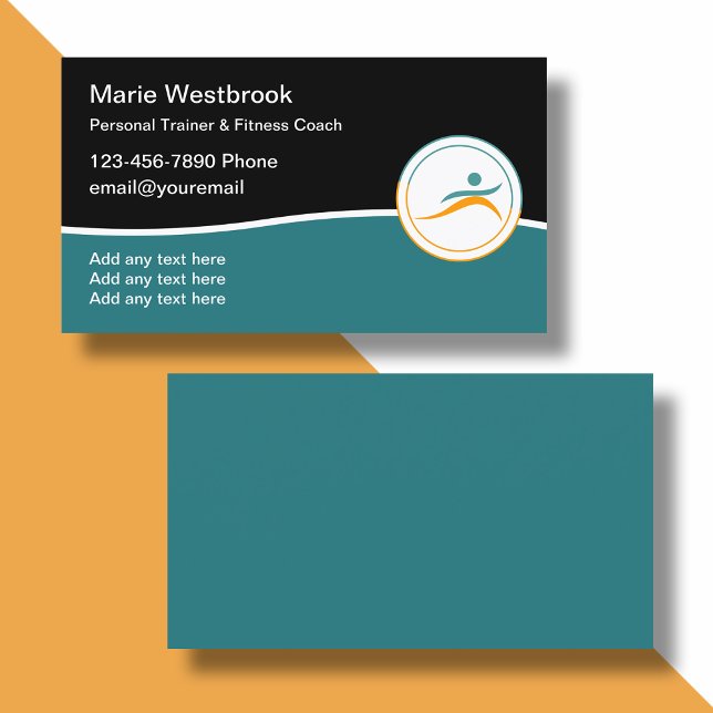 Moderne Personal Fitness Coach Business Card Visitenkarte (Von Creator hochgeladen)