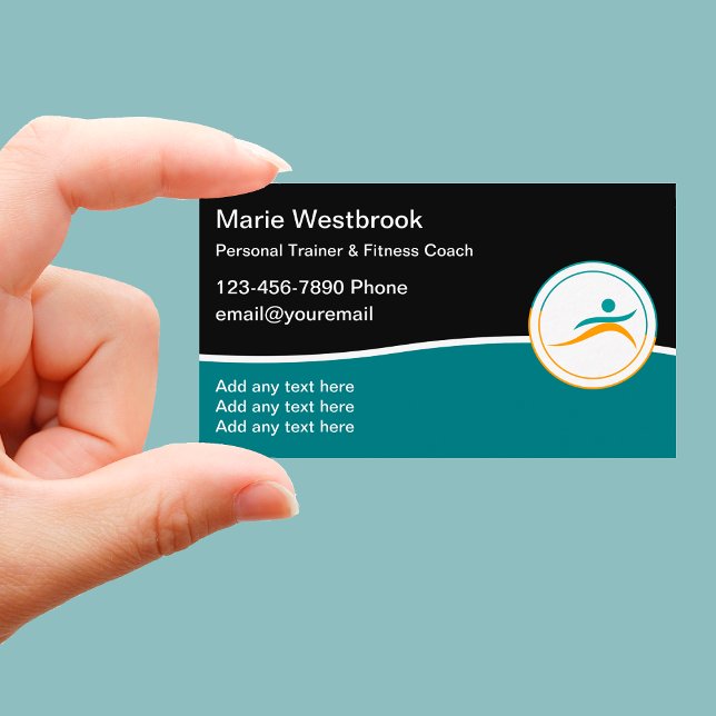 Moderne Personal Fitness Coach Business Card Visitenkarte (Von Creator hochgeladen)