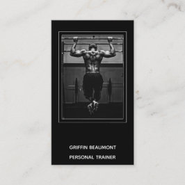 Moderne Personal Trainer Foto Black Business Card Visitenkarte