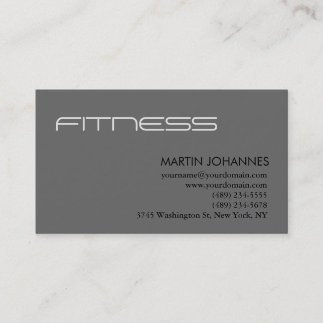 Moderne Personal Trainer Grau Business Card Visitenkarte (Vorderseite)
