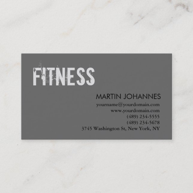 Moderne Personal Trainer Grau Business Card Visitenkarte (Vorderseite)