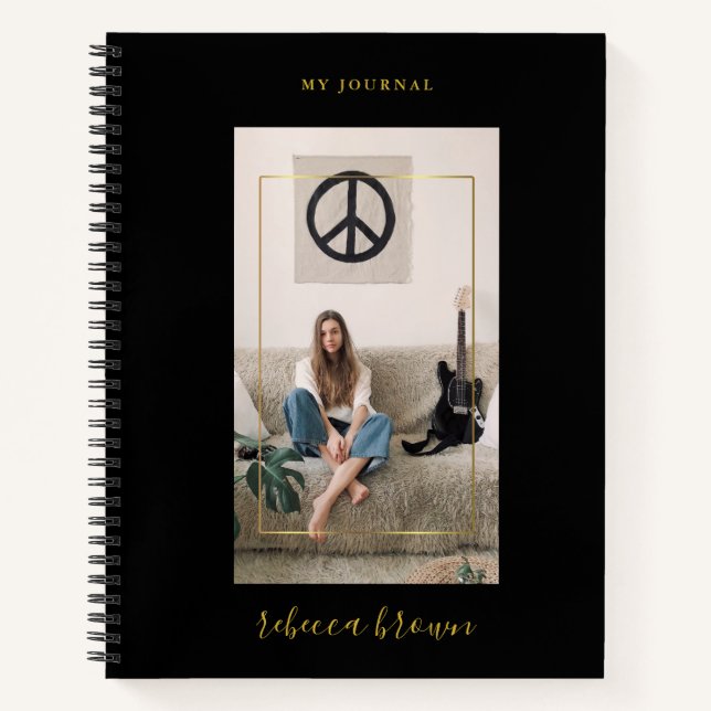 Moderne, Personalisiert handgeschriebene Schwarze  Notizbuch (Vorderseite)