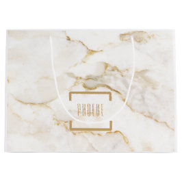 Moderne Personalisiert Name Gold Effect Marmor Große Geschenktüte