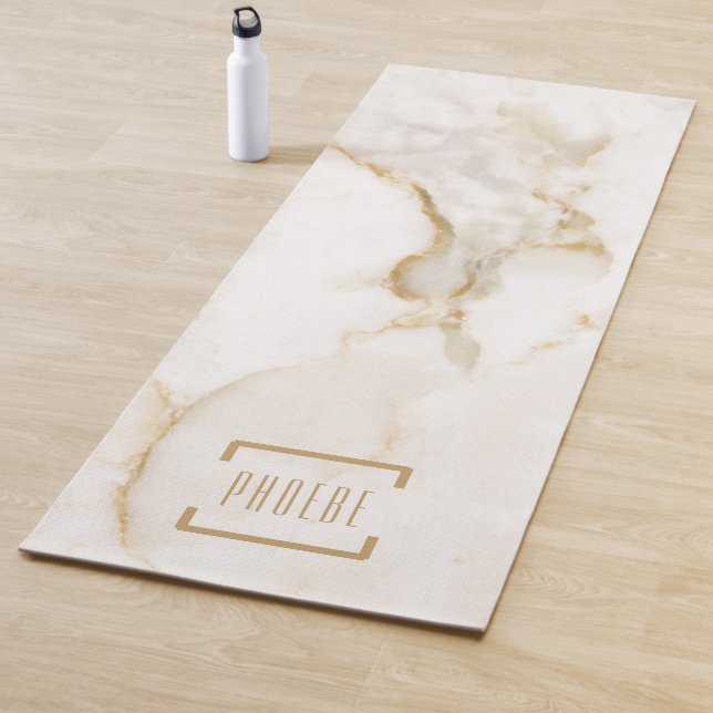 Moderne Personalisiert Name Gold Effect Marmor Yogamatte (Beispiel)