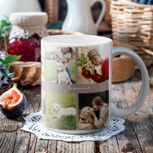 Moderne Personalisierte 10 Fotos Collage Dog Taupe Kaffeetasse