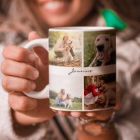 Moderne Personalisierte 10 Fotos Kollage Dog White