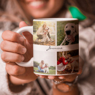 Moderne Personalisierte 10 Fotos Kollage Dog White Zweifarbige Tasse