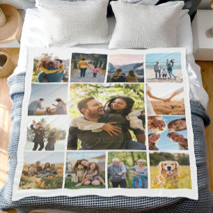 Moderne Personalisierte 13-Foto Collage Fleecedecke