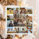 Moderne Personalisierte 13-Foto Collage Keramikornament<br><div class="desc">Erstellen Sie Ihre eigene personalisierte Collage Ornament mit 13 Bildern in einem quadratischen Rastermuster.</div>