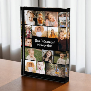 Moderne personalisierte 16-Foto-Collage-Fotoblock Fotoblock