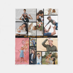 Moderne personalisierte 16-Foto-Collage in individ Fleecedecke
