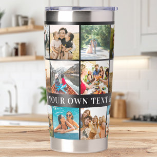 Moderne Personalisierte 18-Foto Collage Thermobecher