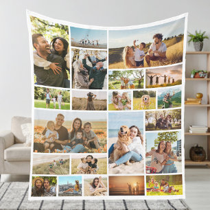Moderne Personalisierte 22-Foto Collage Fleecedecke