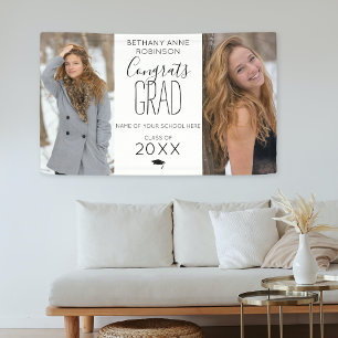 Moderne Personalisierte 2 Foto Abschlussfeier Banner