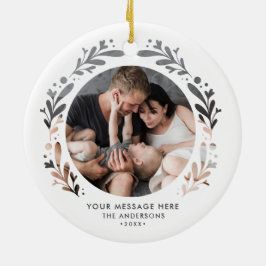 Moderne Personalisierte 2-Foto Cutout-Rahmen Weihn Keramik Ornament