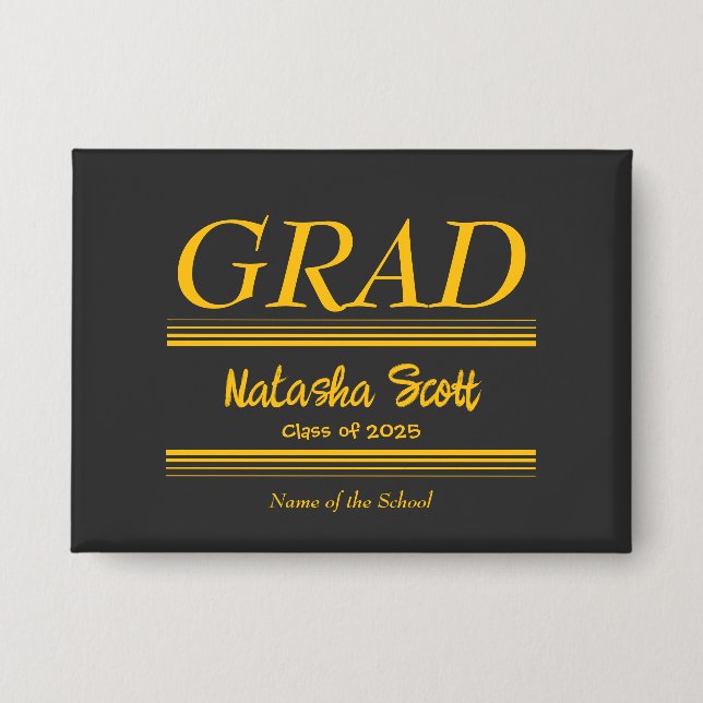 Moderne personalisierte Abschlussfeier im Graduier Button (Vorderseite)