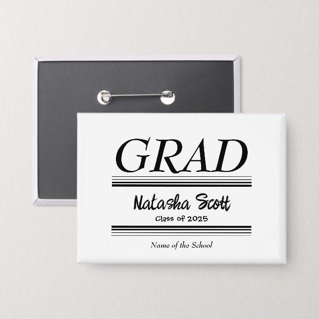 Moderne personalisierte Abschlussfeier im Graduier Button (Vorderseite/Rückseite)