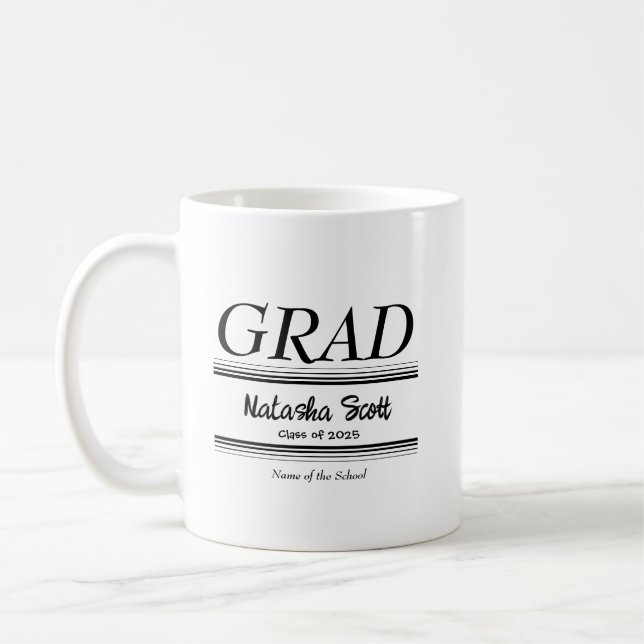 Moderne personalisierte Abschlussfeier im Graduier Kaffeetasse (Links)