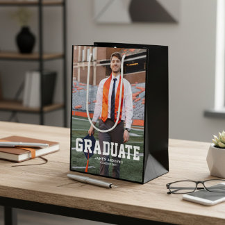 Moderne personalisierte Abschlussfoto-Abschlussfei Mittlere Geschenktüte