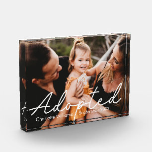 Moderne personalisierte Adoptionsankündigung Fotoblock