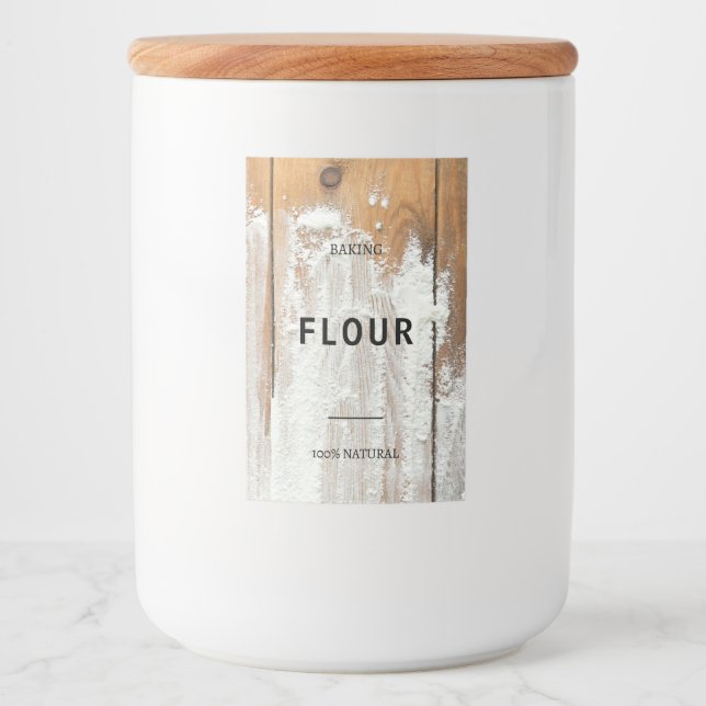 Moderne Personalisierte Backmehl Schwarze Schrifta Lebensmitteletikett (Vorderseite)