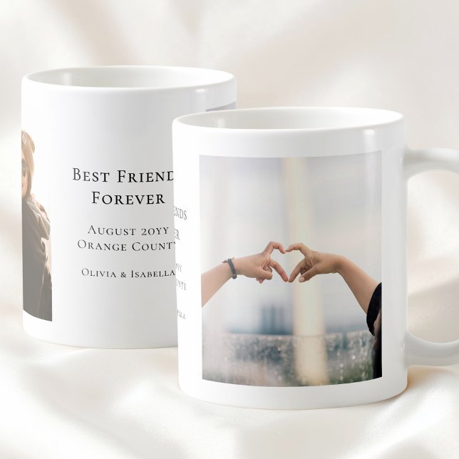 Moderne Personalisierte Beste Freunde Für Immer 2  Kaffeetasse (Modern Personalized Best Friends Forever 2 Photo Coffee Mug)
