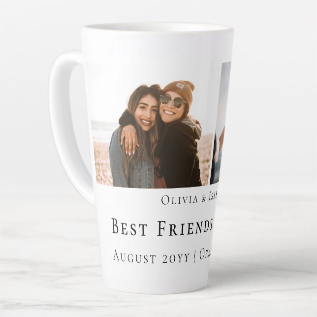 Moderne personalisierte beste Freunde für immer 2  Milchtasse (Linke Ecke)