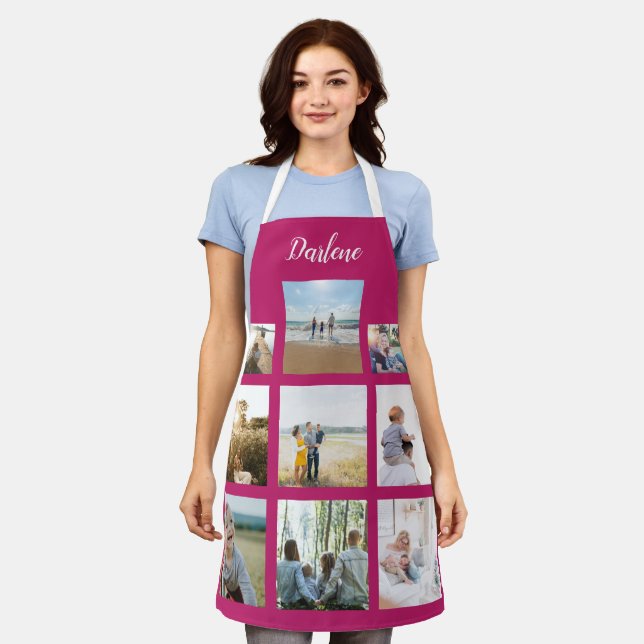 Moderne Personalisierte Bezeichnung Foto Collage F Schürze (Getragen)