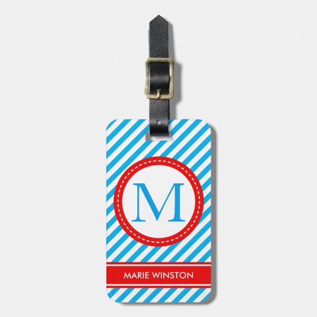 moderne personalisierte Bezeichnung Monogramm gest Gepäckanhänger (Vorderseite vertikal)
