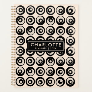 Moderne Personalisierte Black Cream Circles 2023 Planer