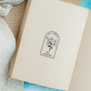 Moderne Personalisierte Blume Ex Libris Gummistempel