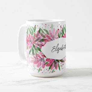 Moderne personalisierte Blumen blühen Wasserfarbe Kaffeetasse