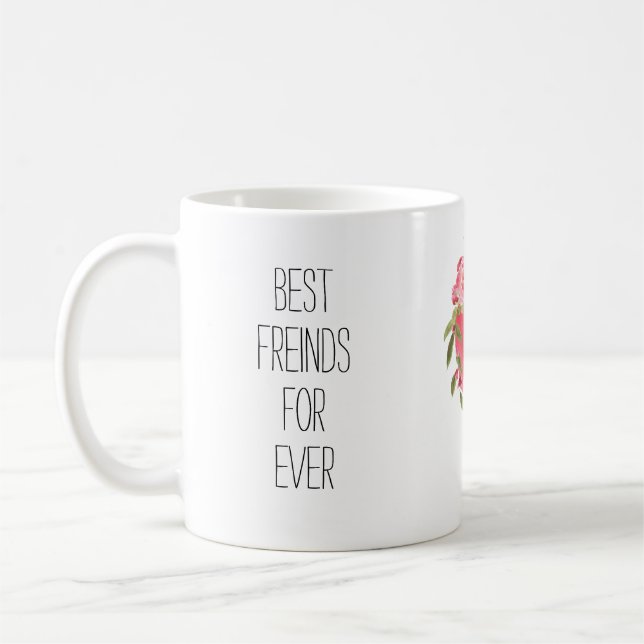 Moderne personalisierte Blumenfreunde Tasse (Links)