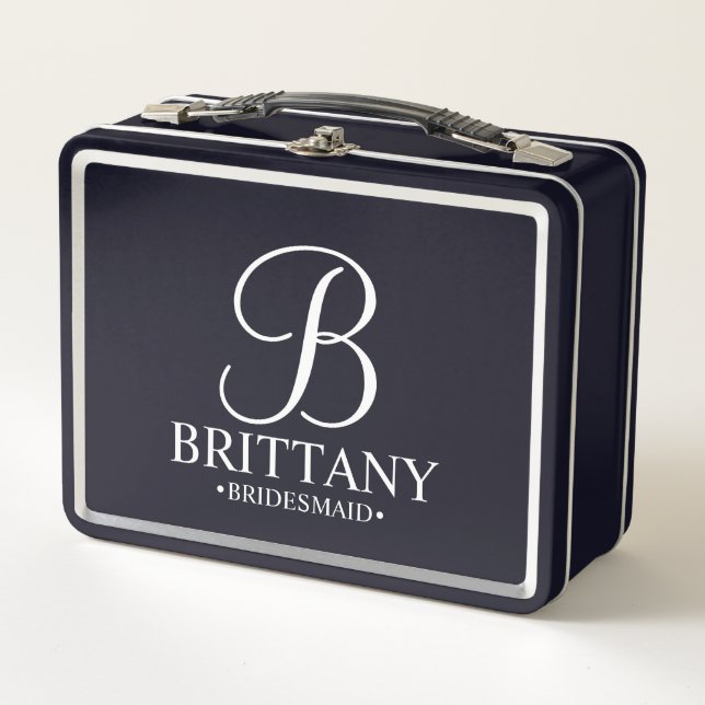 Moderne Personalisierte Bridesmaids Geschenkboxen Metall Brotdose (Vorderseite)