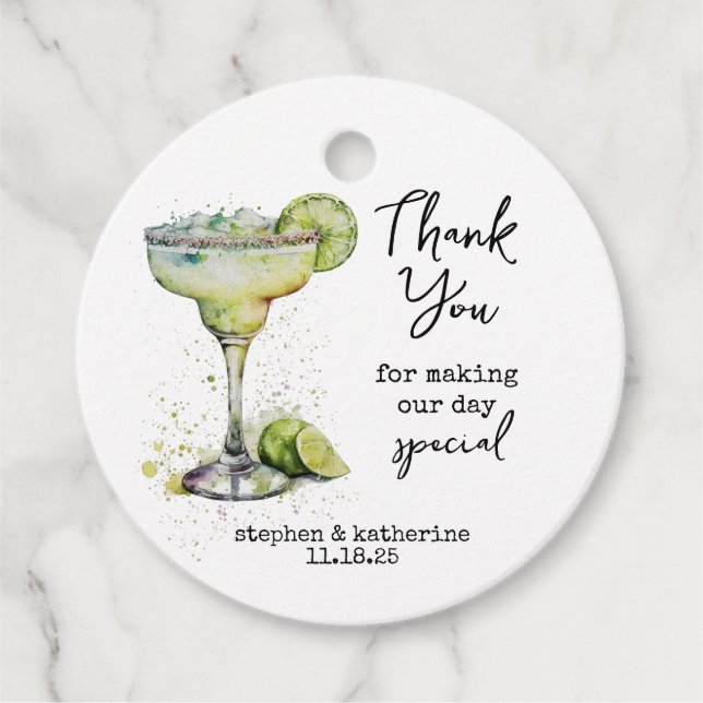 Moderne Personalisierte Dankeschön Cocktail Hochze Geschenkanhänger (Vorderseite)