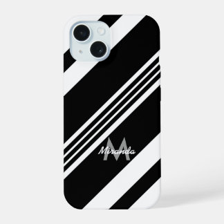 Moderne personalisierte Diagonalstreifen iPhone 15 Hülle