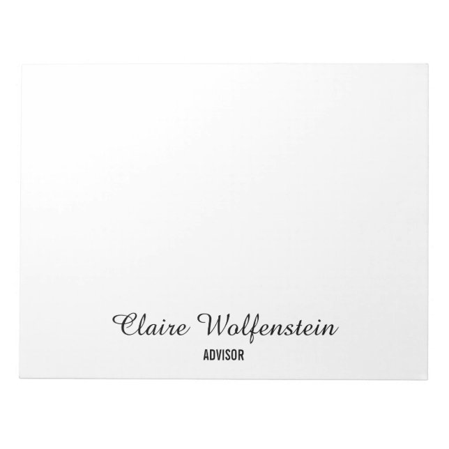 Moderne Personalisierte Elegante Schrift Beruflich Notizblock (Vorderseite)