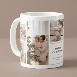 Moderne Personalisierte Familienfoto-Collage Weihn Kaffeetasse