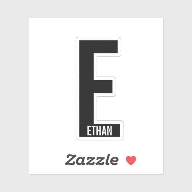 Moderne personalisierte fette Monogramm und Name Aufkleber (Blatt)