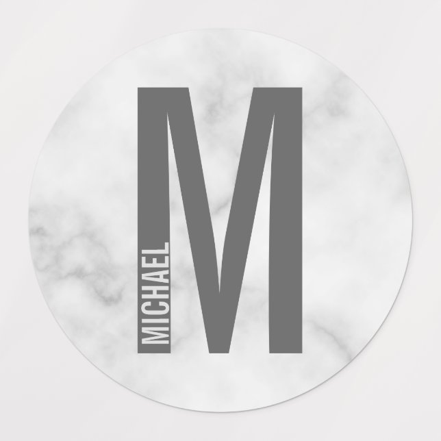 Moderne Personalisierte, fette Monogramm- und Name Etiketten (Design 1)