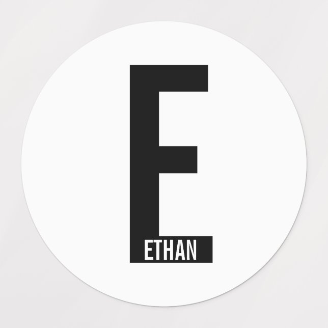 Moderne personalisierte, fette Monogramm- und Name Etiketten (Design 1)
