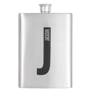 Moderne personalisierte fette Monogramm und Name Flachmann