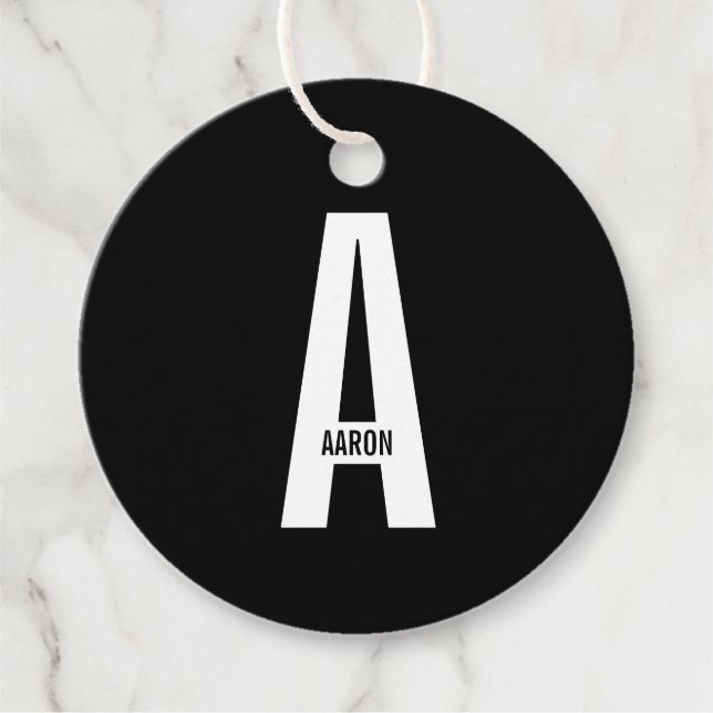 Moderne personalisierte fette Monogramm und Name Geschenkanhänger (Vorderseite)