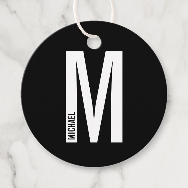 Moderne personalisierte fette Monogramm und Name Geschenkanhänger (Vorderseite)