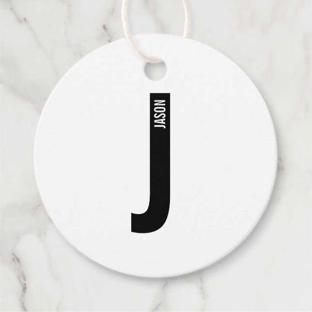 Moderne personalisierte fette Monogramm und Name Geschenkanhänger (Vorderseite)