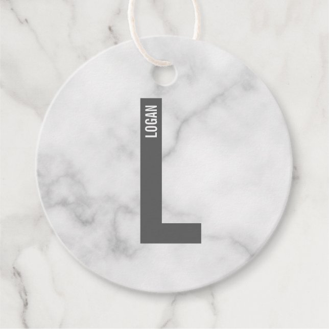 Moderne personalisierte fette Monogramm und Name Geschenkanhänger (Vorderseite)