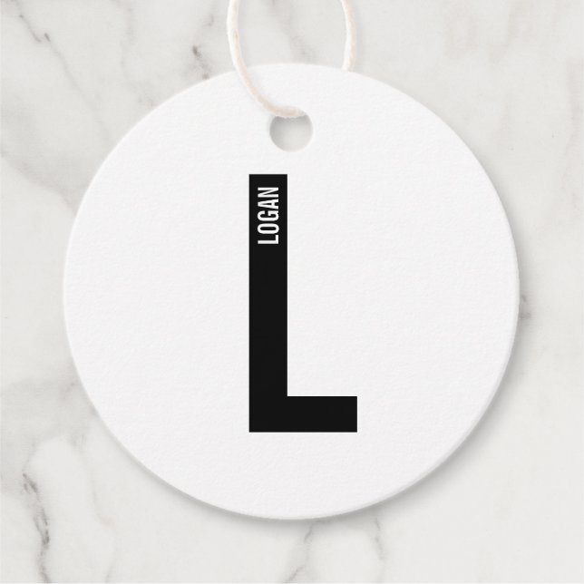 Moderne personalisierte fette Monogramm und Name Geschenkanhänger (Vorderseite)