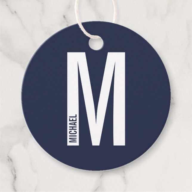 Moderne personalisierte fette Monogramm und Name Geschenkanhänger (Vorderseite)