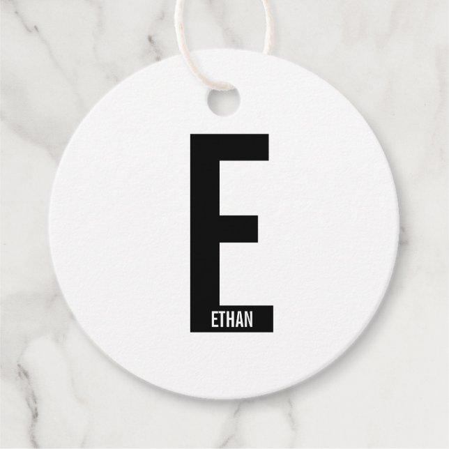 Moderne personalisierte fette Monogramm und Name Geschenkanhänger (Vorderseite)